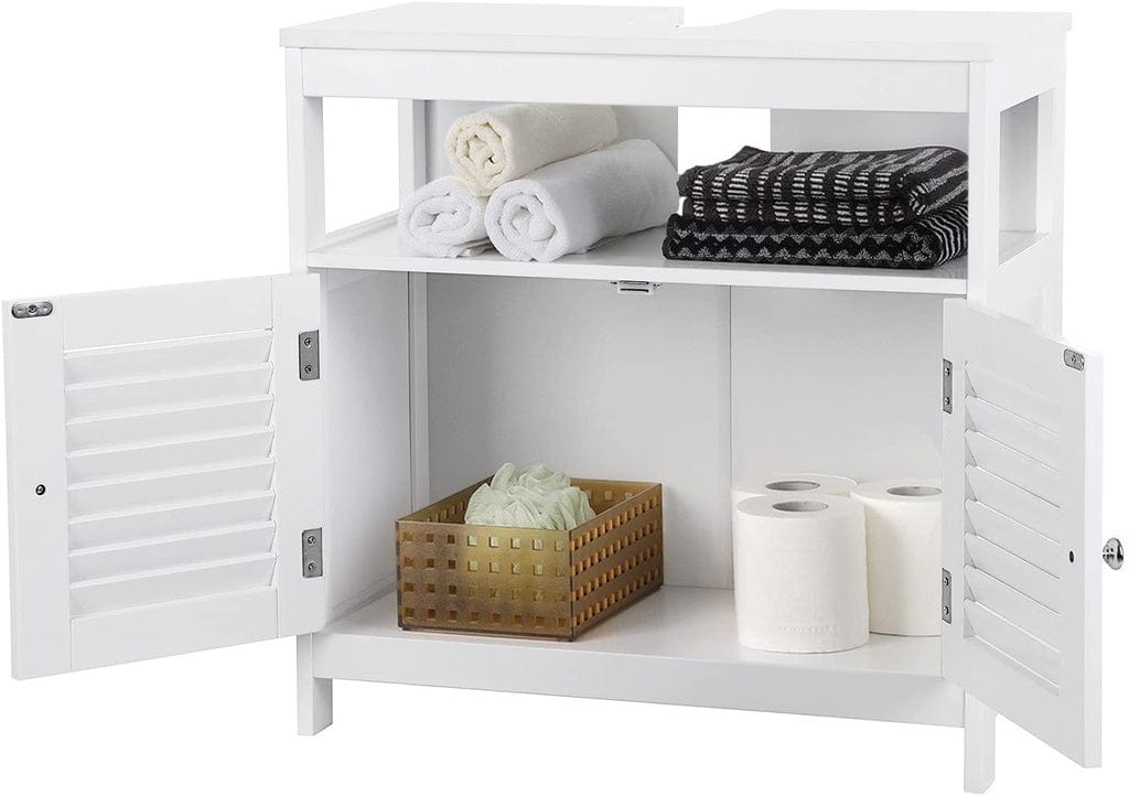 Under Sink Cabinet with 2 Doors Open Compartment White BBC02WT