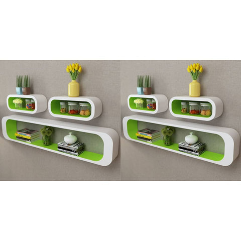 Wall Cube Shelves 6 pcs Green and White