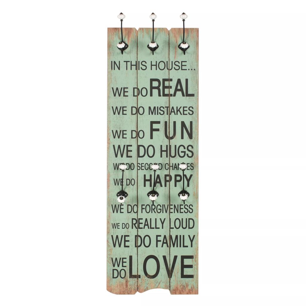 Wall-mounted Coat Rack with 6 Hooks 120x40 cm HAPPY LOVE