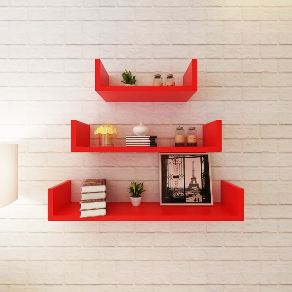 Wall Shelves 6 pcs Red