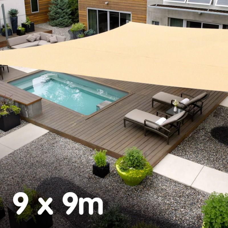 Wallaroo Square Shade Sail - 9m x 9m - Sand