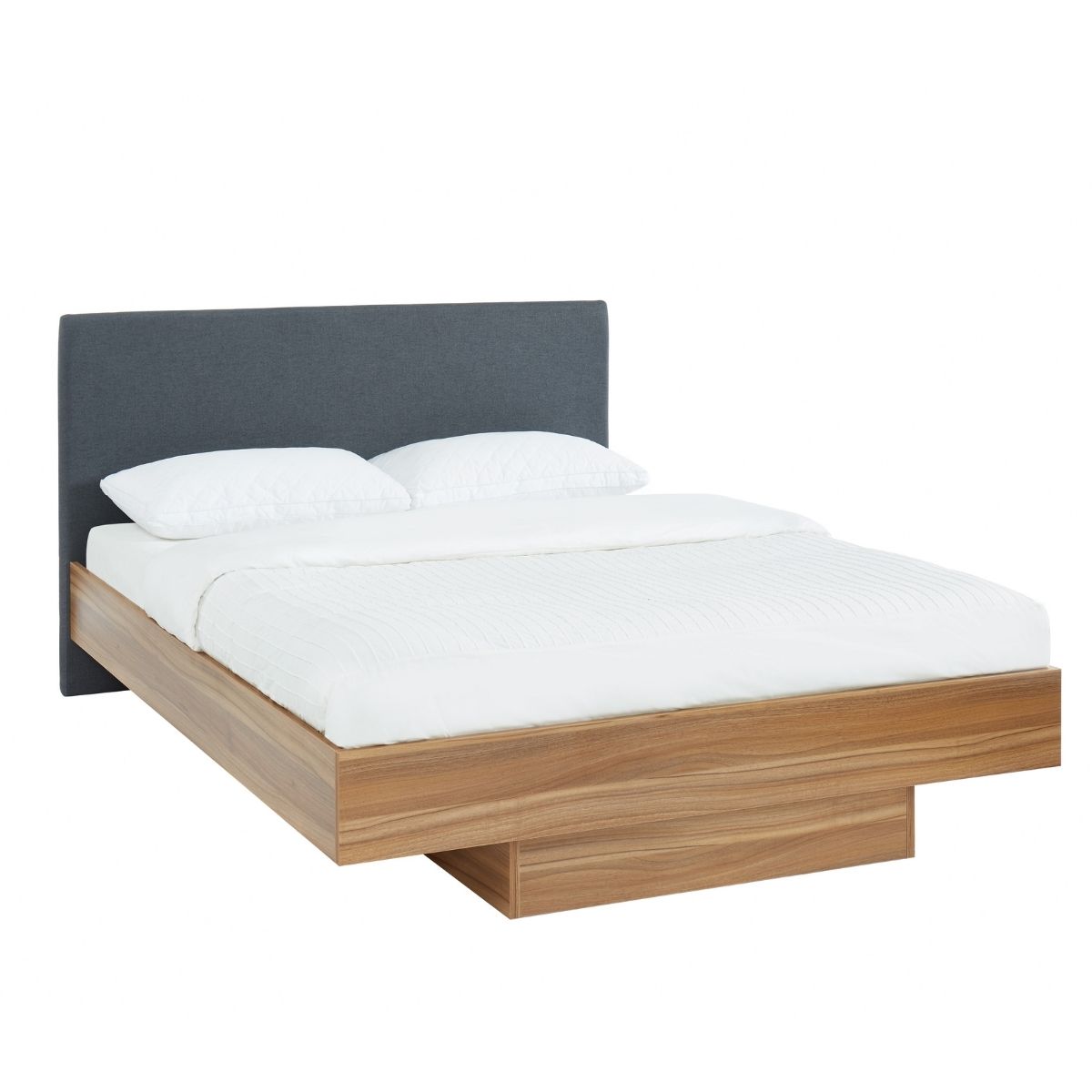 Furniture > Bedroom Walnut Oak Wood Floating Bed Frame King