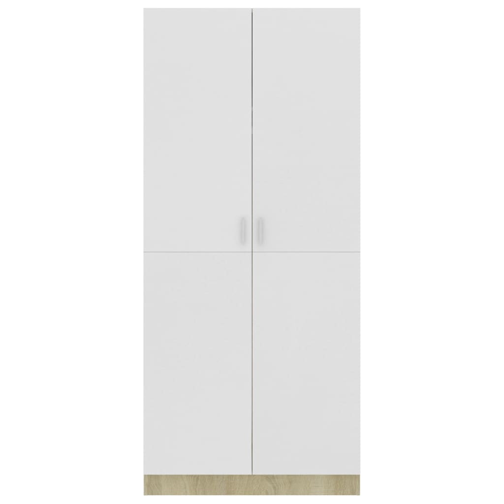 Wardrobe White and Sonoma Oak 80x52x180 cm Chipboard