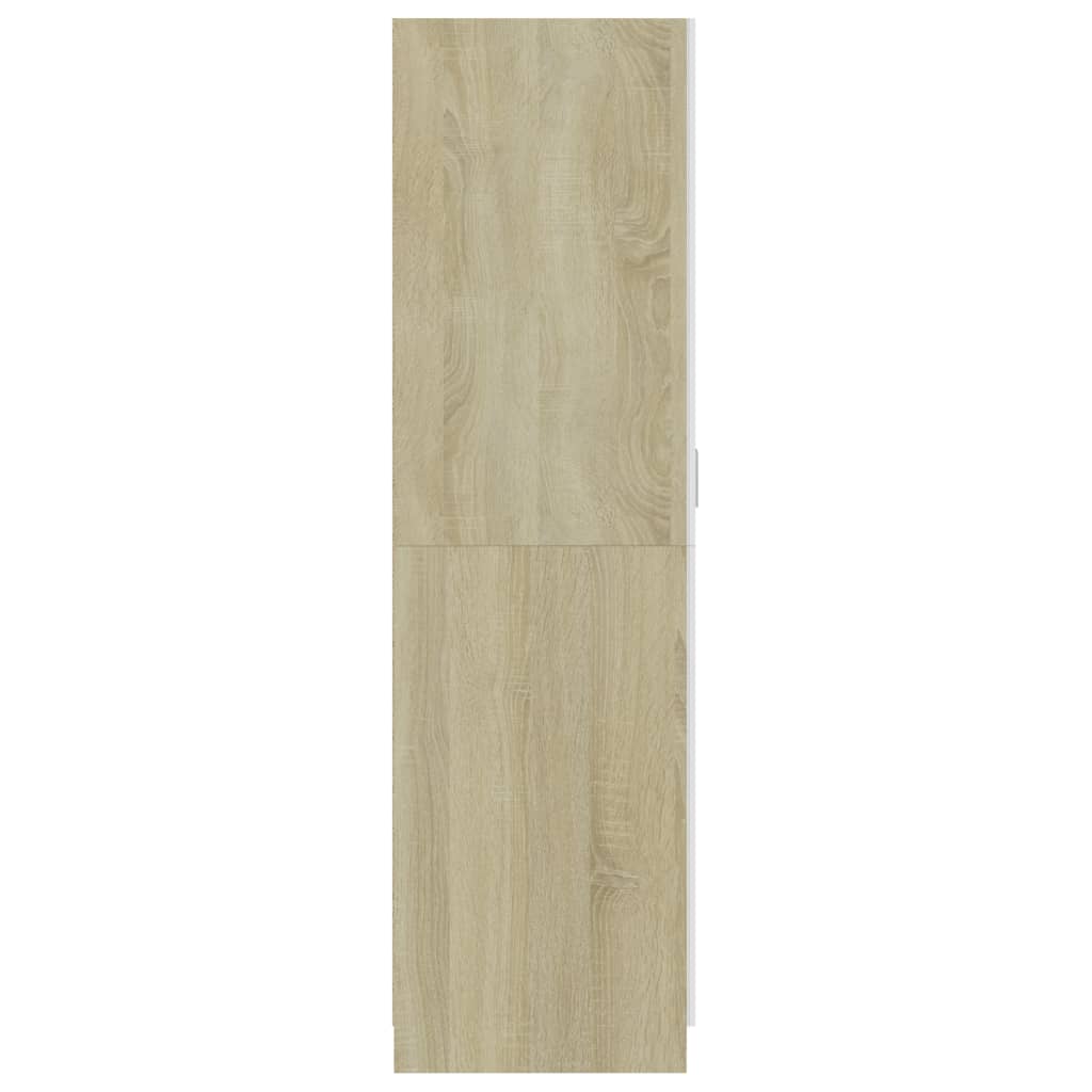 Wardrobe White and Sonoma Oak 80x52x180 cm Chipboard