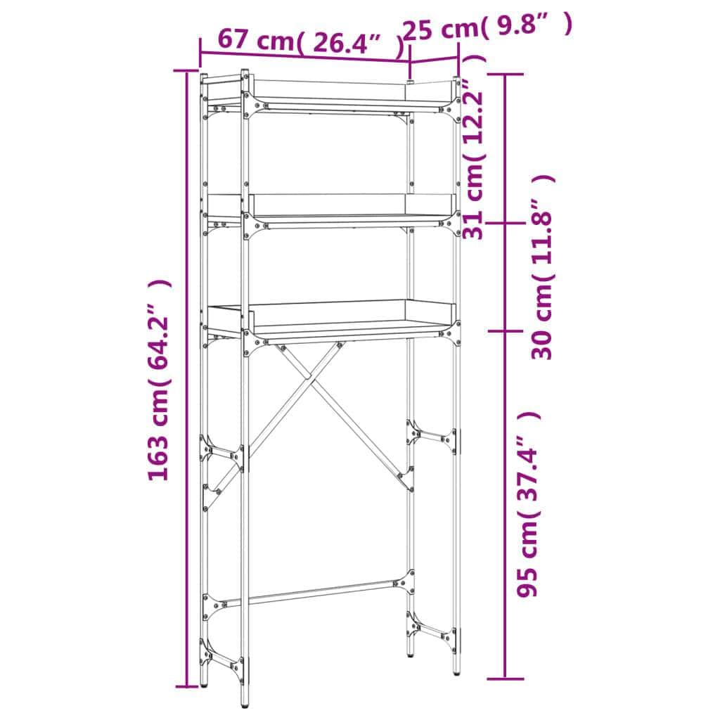 Washing Machine Shelf Black Engineered Wood