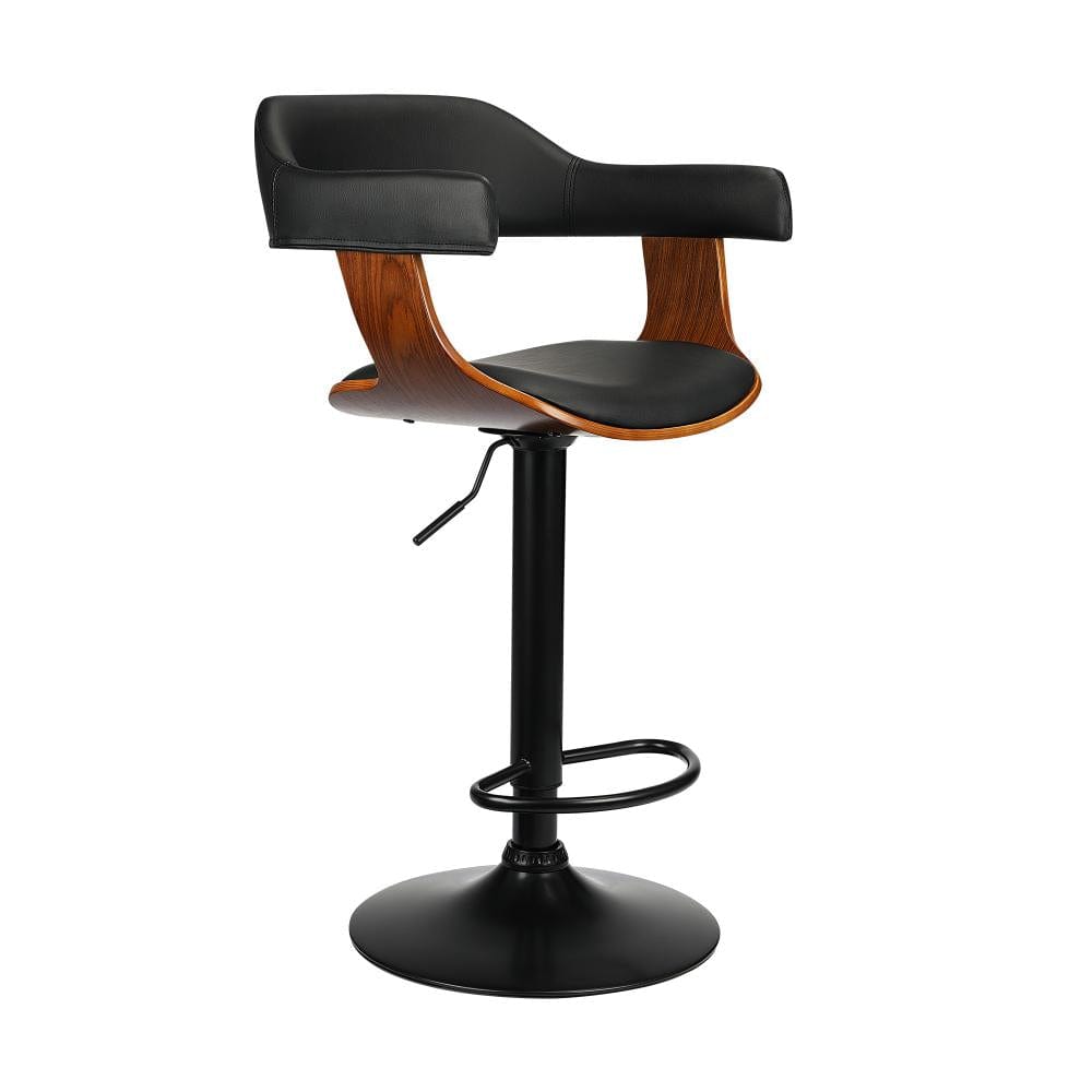 Wooden Bar Stools Kitchen Swivel Chairs Bar Stool Leather Black x1